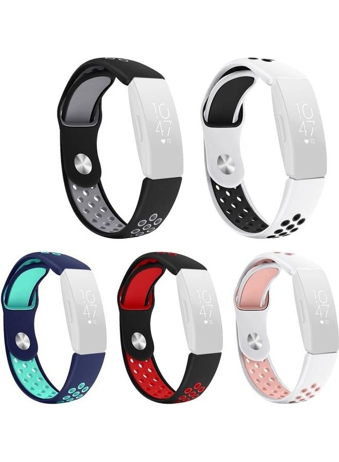 BGM Two-Color Silicone Strap For Fitbit Inspire HR White Powder  - Image 2