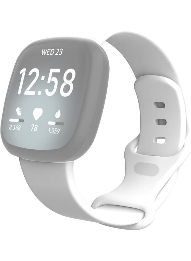 BGM Silicone Replacement Strap Watchband For Fitbit Versa 3 / Sense, Size: S White - Image 1