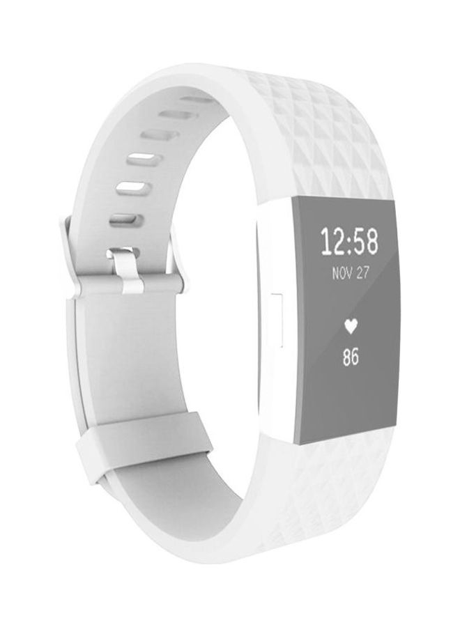 BGM Bracelet Watch Diamond Texture TPU Watchband For Fitbit Charger 2 White  - Image 1