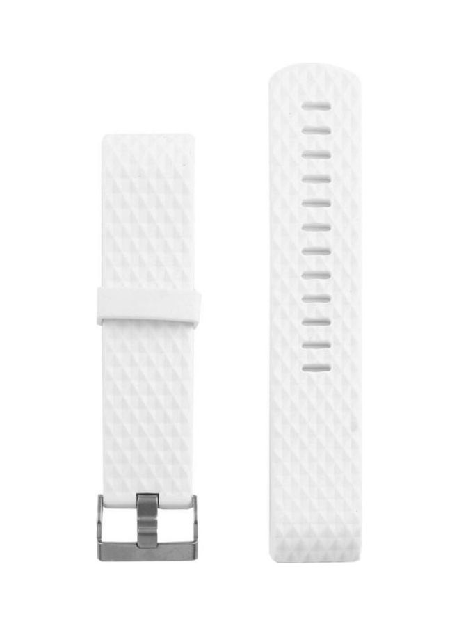 BGM Bracelet Watch Diamond Texture TPU Watchband For Fitbit Charger 2 White  - Image 3
