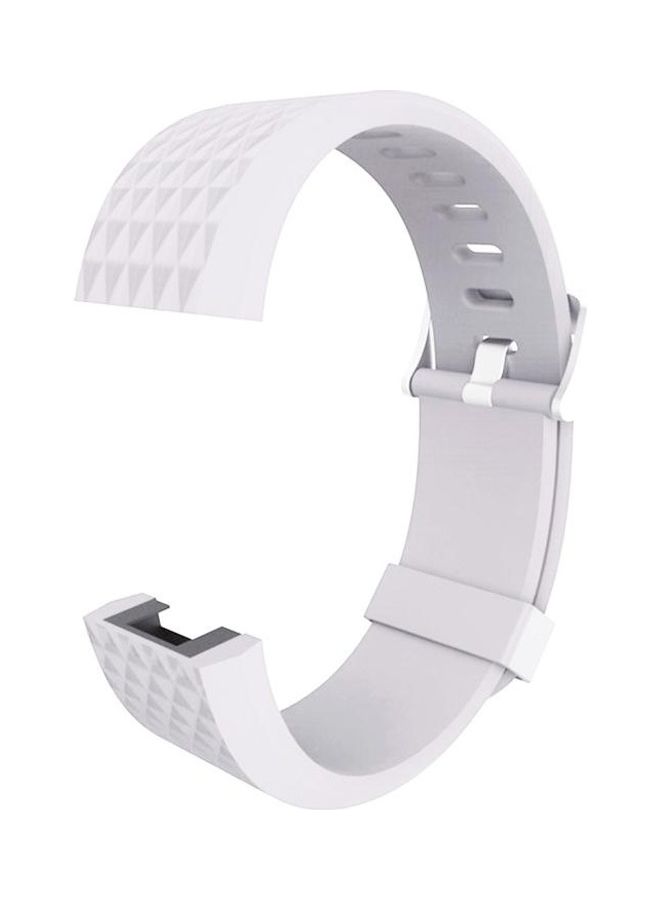 BGM Bracelet Watch Diamond Texture TPU Watchband For Fitbit Charger 2 White  - Image 4
