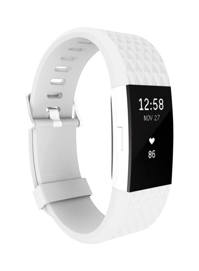 Bracelet Watch Diamond Texture TPU Watchband For Fitbit Charger 2 White