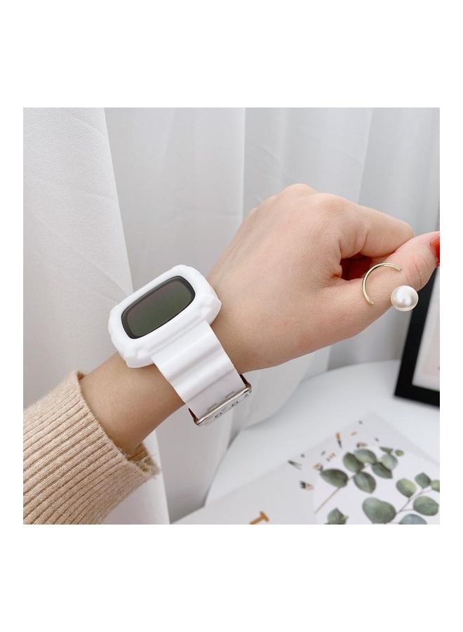BGM 3D Silicone Integrated Replacement Strap Watchband For Fitbit Versa 3 White  - Image 1