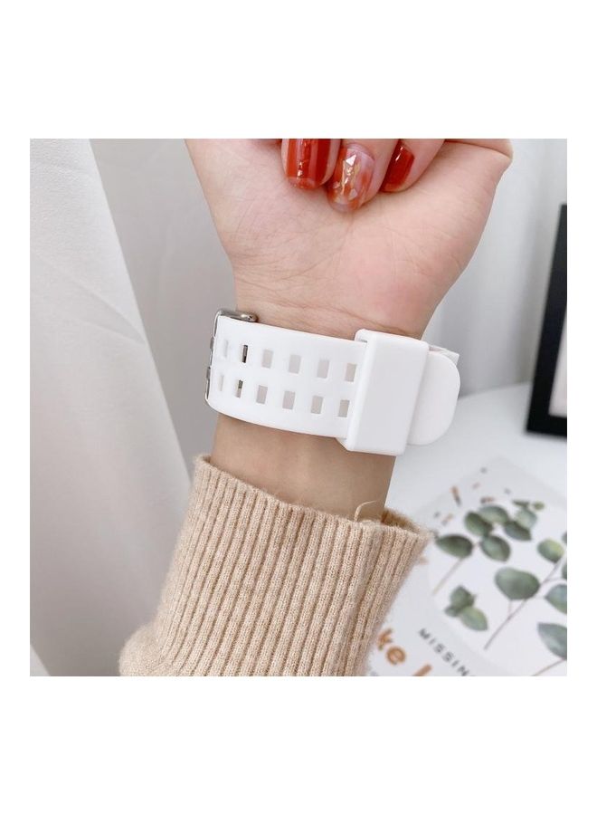 BGM 3D Silicone Integrated Replacement Strap Watchband For Fitbit Versa 3 White  - Image 2