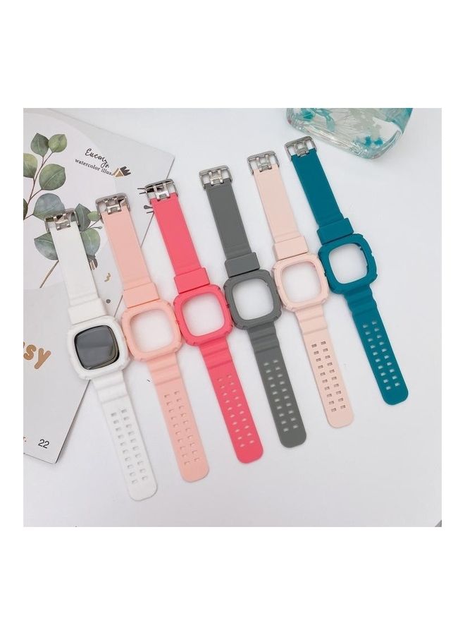 BGM 3D Silicone Integrated Replacement Strap Watchband For Fitbit Versa 3 White  - Image 3