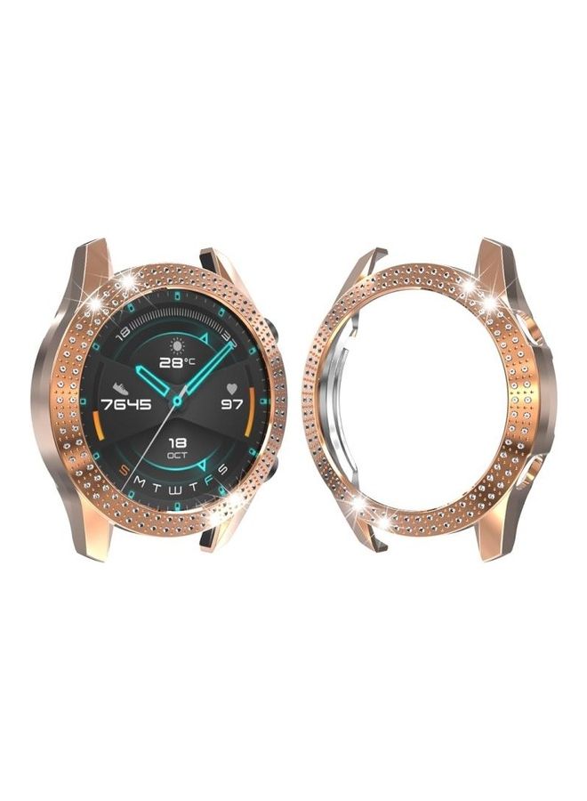 بي جي إم غطاء حماية من البولي كربونات بصفين من الألماس لساعة هواوي GT2 ذهبي وردي - Image 2