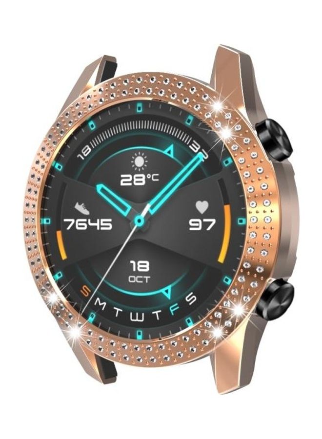 بي جي إم غطاء حماية من البولي كربونات بصفين من الألماس لساعة هواوي GT2 ذهبي وردي - Image 3