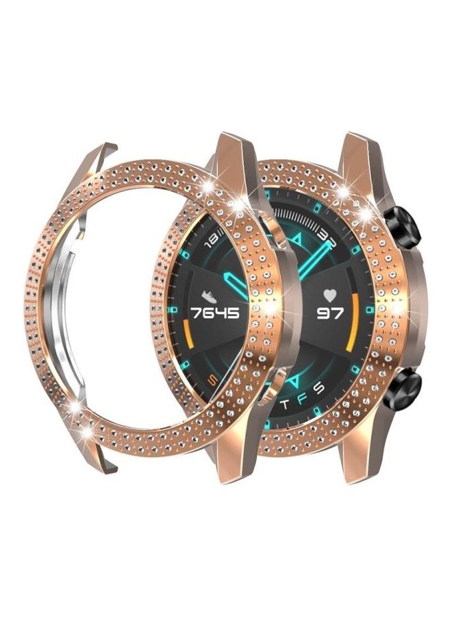 بي جي إم غطاء حماية من البولي كربونات بصفين من الألماس لساعة هواوي GT2 ذهبي وردي - Image 5