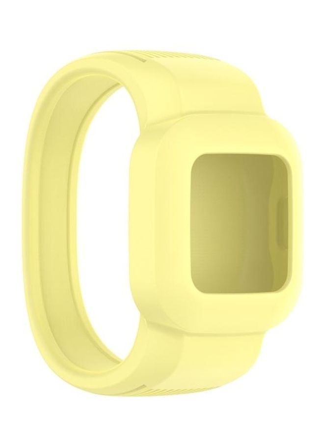 BGM No Buckle Silicone Pure Color Replacement Watchband For Garmin Vivofit JR3 Yellow - Image 1