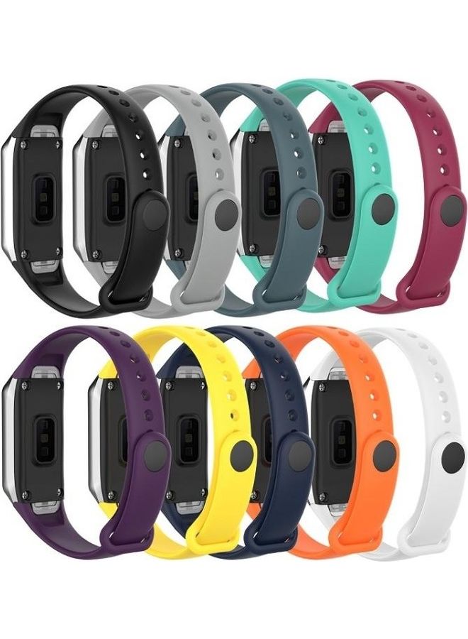 BGM Silicone Glossy Nail Button Replacement Strap Watchband For Samsung Galaxy Fit SM-R370 Dark Blue - Image 5