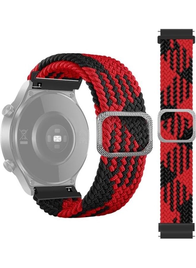 BGM Adjustable Nylon Braided Elasticity Replacement Strap For Samsung Galaxy Watch 46mm Red/Black - Image 1