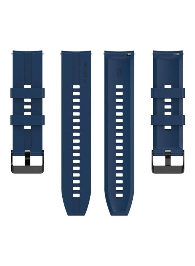 BGM Silicone Replacement Strap Watchband with Black Steel Buckle For Huawei Watch GT 2 Pro Dark Blue/Black - Image 2