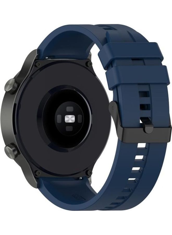 BGM Silicone Replacement Strap Watchband with Black Steel Buckle For Huawei Watch GT 2 Pro Dark Blue/Black - Image 5