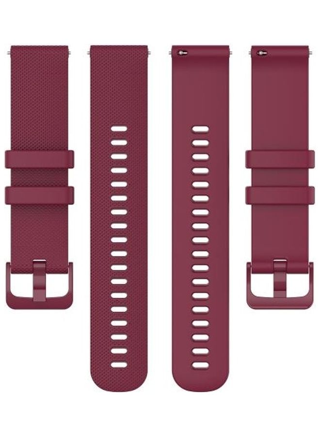 BGM Small Plaid Silicone Strap Band For Garmin Active Red Wine - Image 3