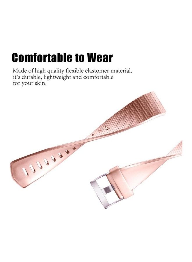 BGM Checkered Metal Watch Band For Fitbit Charge 2 Rose Gold - Image 3