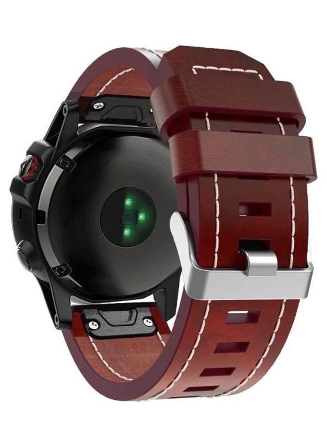 BGM Quick-Release Leather Strap For Garmin Fenix 5X With Sewing Thread  - Image 3