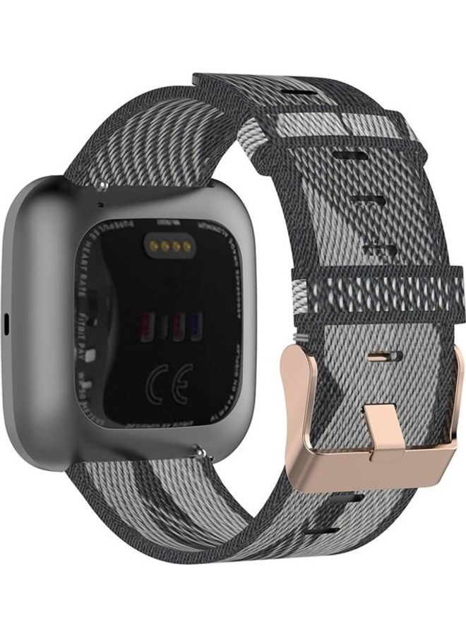 BGM Stripe Weave Nylon Wrist Strap Watch Band for Fitbit Versa 2 Grey - Image 4