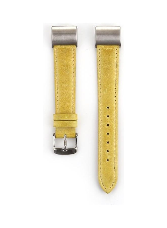 BGM Fresh Style Leather Replacement Strap For Fitbit Charge 2 Yellow - Image 1