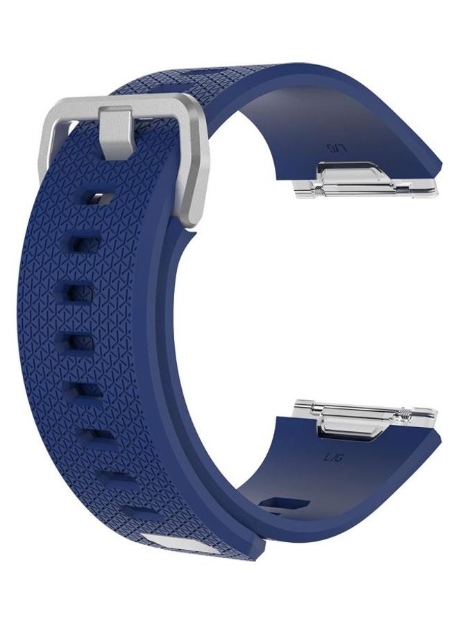 BGM Herringbone Texture Silicone Replacement Wrist Strap Watchband with Buckle For Fitbit Ionic Size:S Dark Blue