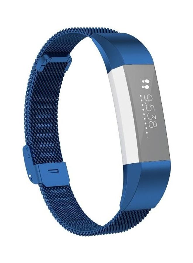 BGM Watch Button Mesh Metal Replacement Strap Watchband For Fitbit Alta/Alta HR/ACE Size:L Dark Blue  - Image 1