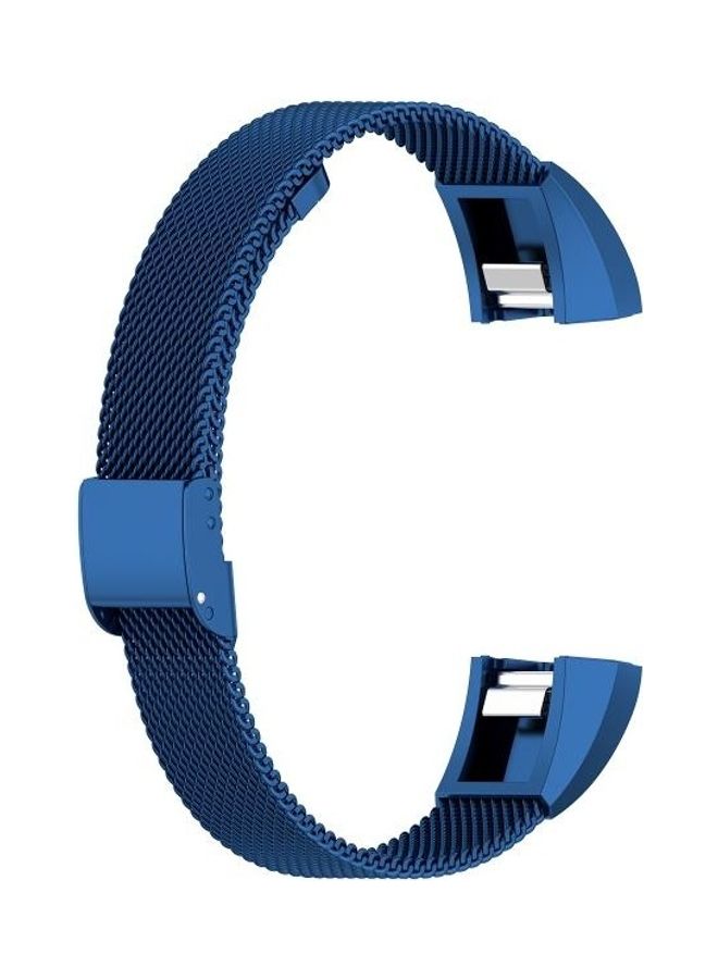 BGM Watch Button Mesh Metal Replacement Strap Watchband For Fitbit Alta/Alta HR/ACE Size:L Dark Blue  - Image 2