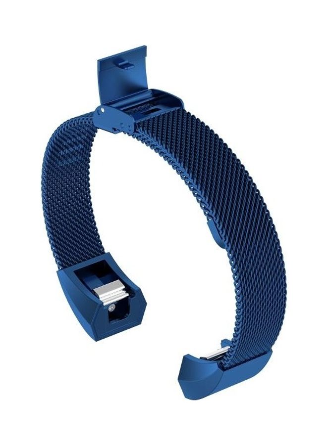 BGM Watch Button Mesh Metal Replacement Strap Watchband For Fitbit Alta/Alta HR/ACE Size:L Dark Blue  - Image 4