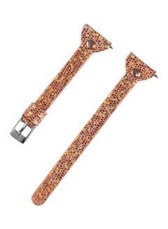 BGM Slim Sequin Glitter Leather Strap For Fitbit Versa / Versa 2 / Versa Lite / Versa SE Rose Gold  - Image 2