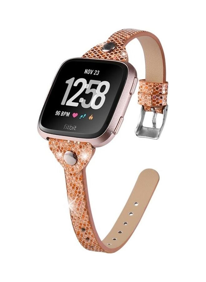 BGM Slim Sequin Glitter Leather Strap For Fitbit Versa / Versa 2 / Versa Lite / Versa SE Rose Gold  - Image 3