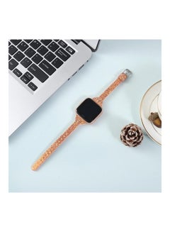 BGM Slim Sequin Glitter Leather Strap For Fitbit Versa / Versa 2 / Versa Lite / Versa SE Rose Gold  - Image 4