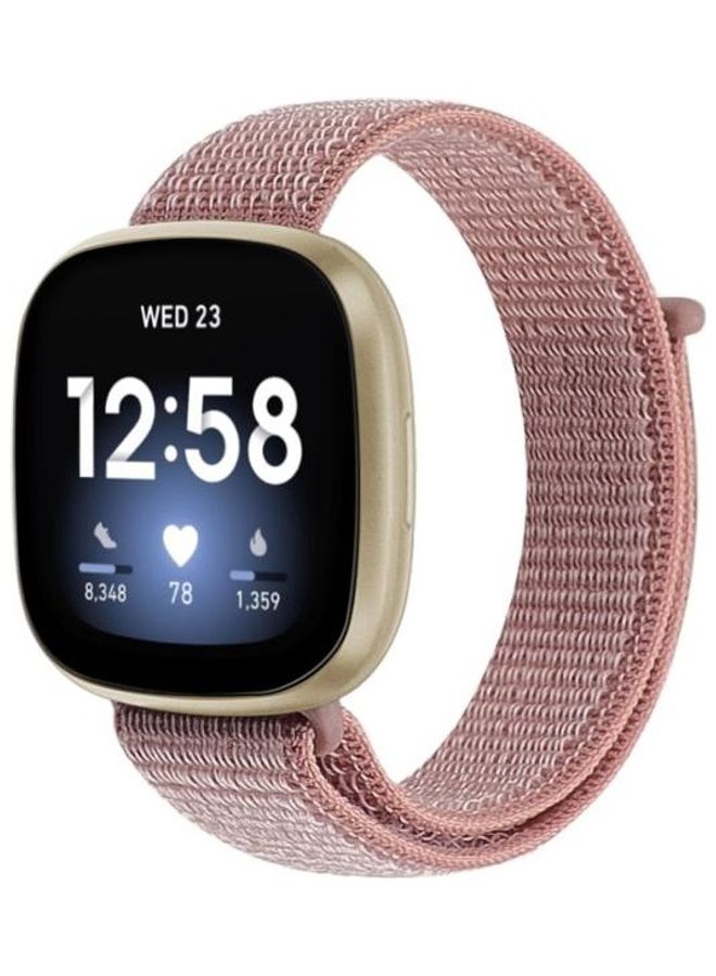 BGM Nylon Loop Replacement Strap For Fitbit Versa 3 Rose Pink - Image 2