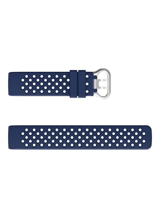 BGM Hollow Square Silicone Strap Replacement Wristband For Fitbit Charge 3/4 Dark Blue - Image 4