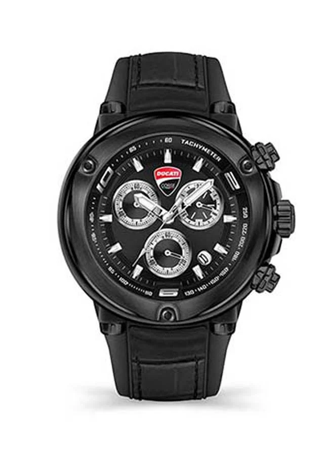 Ducati Corse Mens Partenza Chronograph Leather Wrist Watch DTWGO2018801 49 mm Black