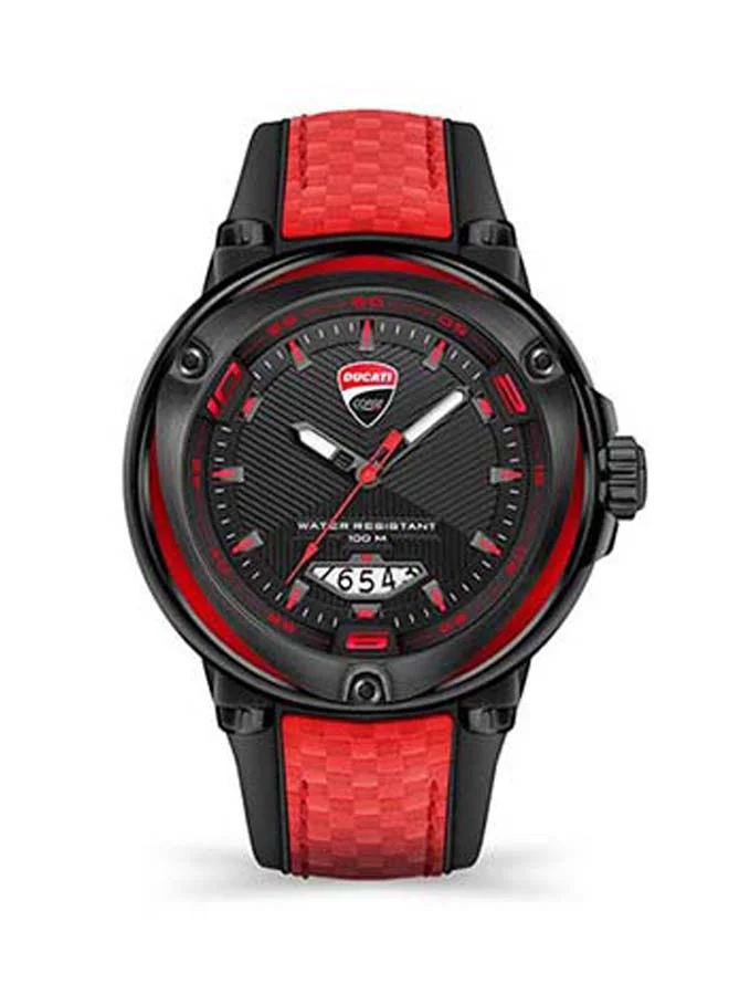 Ducati Corse Mens Partenza Leather Strap Analog Wrist Watch DTWGN2018904 49 mm BlackRed