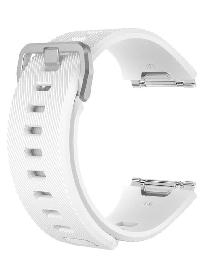 BGM Twill Texture Silicone Replacement Wrist Strap Watchband With Buckle For Fitbit Ionic White - Image 1