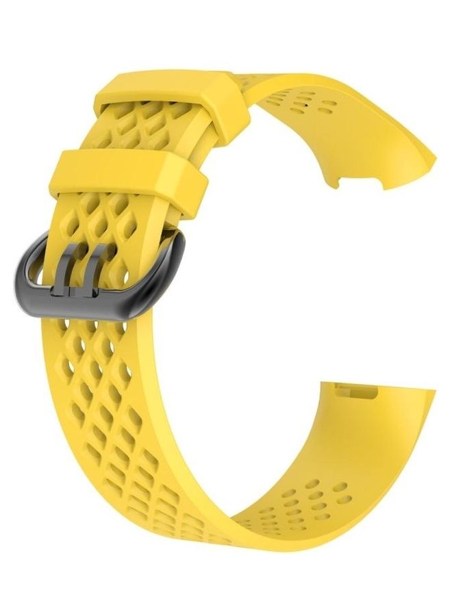 BGM Square Hole Adjustable Sport Wrist Strap For Fitbit Charge 3 Yellow - Image 2