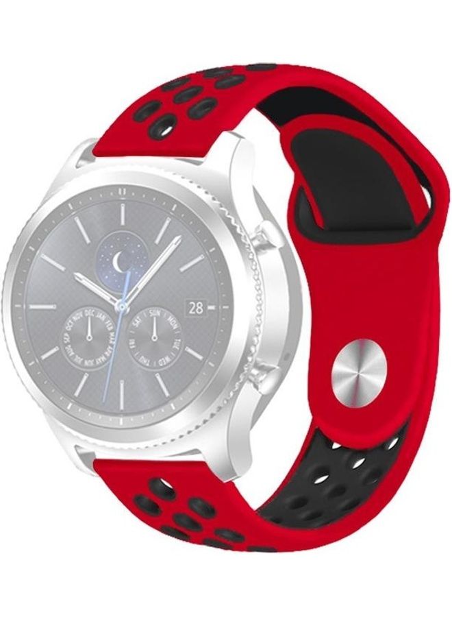 BGM Two-Color Silicone Replacement Strap For Samsung Gear S4 Active Watch Red/Black - Image 1