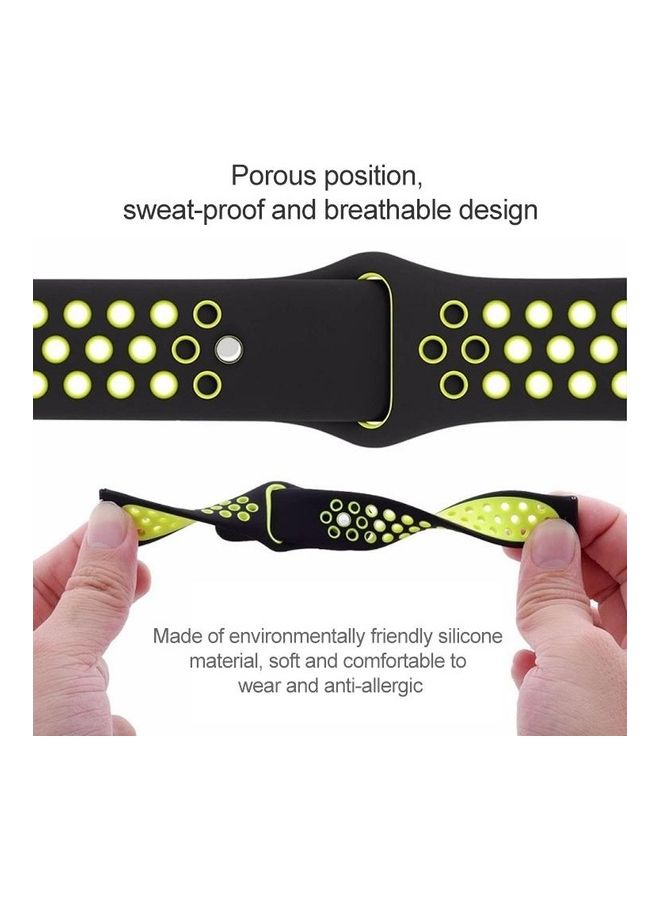 BGM Two-Color Silicone Replacement Strap For Samsung Gear S4 Active Watch Red/Black - Image 4