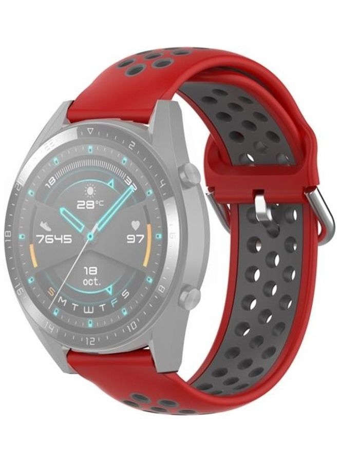 BGM Two Color Sport Wrist Strap Watchband For Huawei Watch GT Red/Grey - Image 1