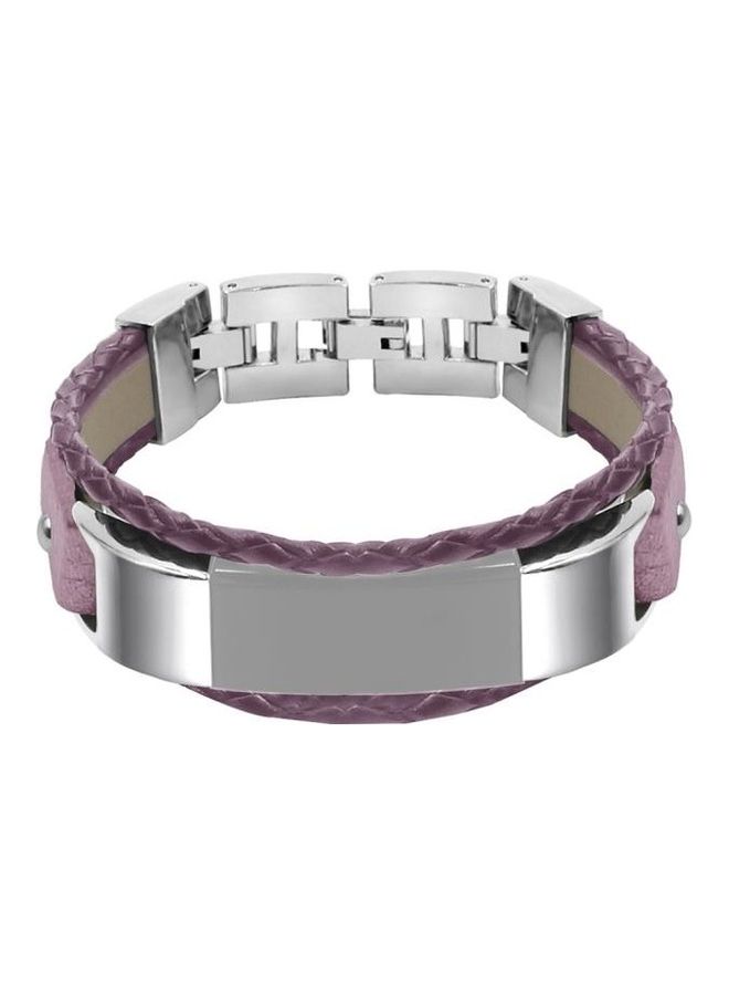 BGM Woven Double Loop Leather Strap For Fitbit Alta HR Pink/Gold - Image 2