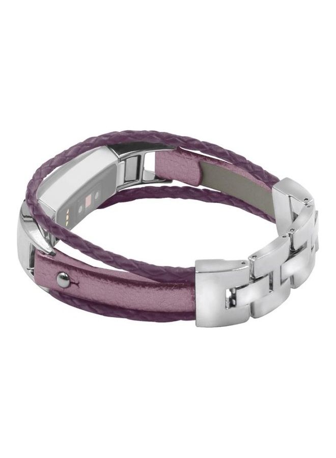 BGM Woven Double Loop Leather Strap For Fitbit Alta HR Pink/Gold - Image 3