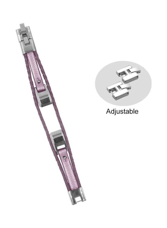 BGM Woven Double Loop Leather Strap For Fitbit Alta HR Pink/Gold - Image 4