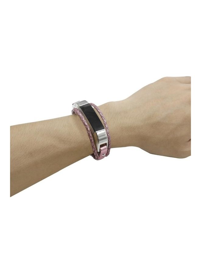 BGM Woven Double Loop Leather Strap For Fitbit Alta HR Pink/Gold - Image 5