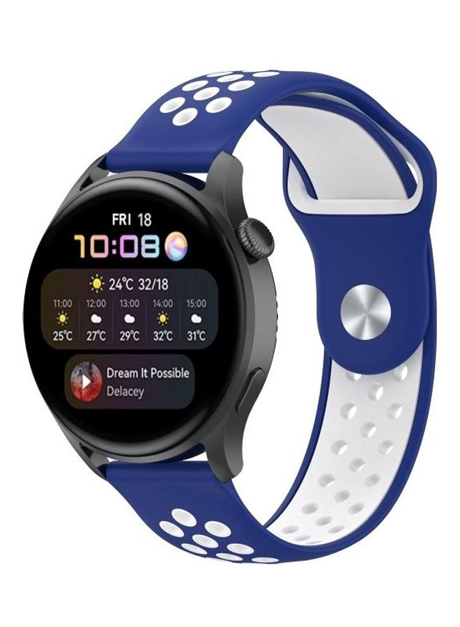 بي جي إم سوار بديل لساعة هواوي 3 / 3 برو، مقاس 22 مم أزرق/ أبيض - Image 3