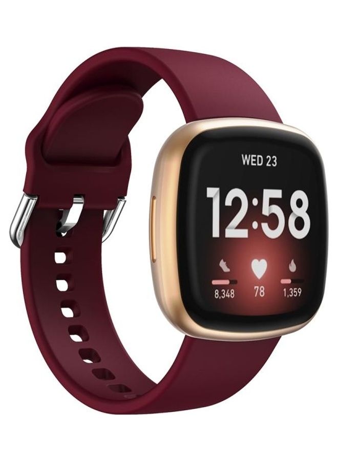 BGM Silicone Replacement Strap For Fitbit Versa 3 Wine Red - Image 3