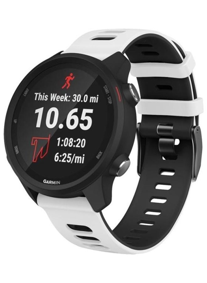BGM Two-Color Silicone Replacement Strap For Garmin Vivoactive 4 / Venu 2 White/Black - Image 2