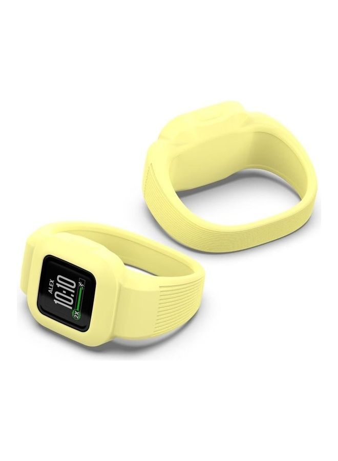 BGM No Buckle Silicone Pure Color Replacement Watchband For Garmin Vivofit JR3 Yellow - Image 3