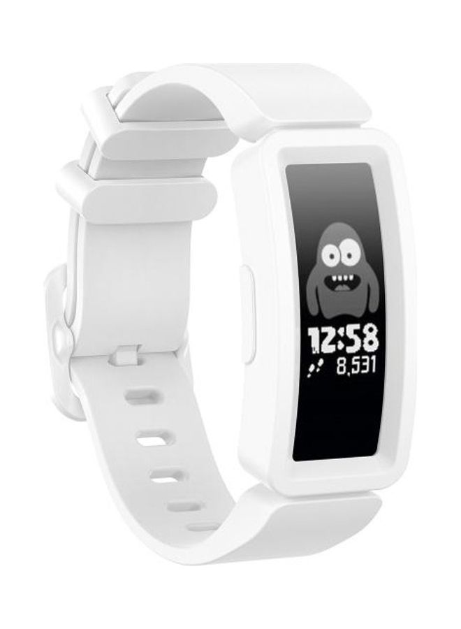 BGM Smart Silicone Replacement Strap Wristband For Fitbit Inspire HR / Ace 2 White  - Image 2