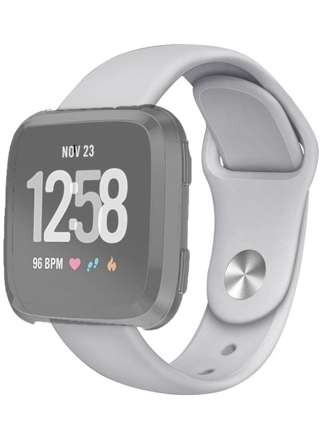 BGM Silicone Replacement Strap Watchband For Fitbit Versa 2, Size:S Grey - Image 1