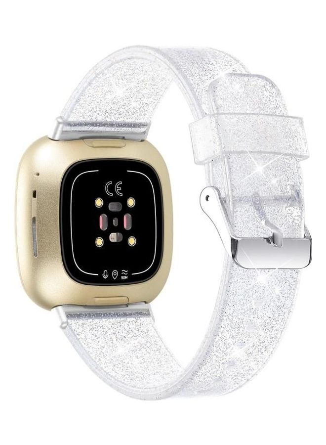 BGM Glitter Powder Silicone Replacement Strap Watchband For Fitbit Versa 3 White - Image 3