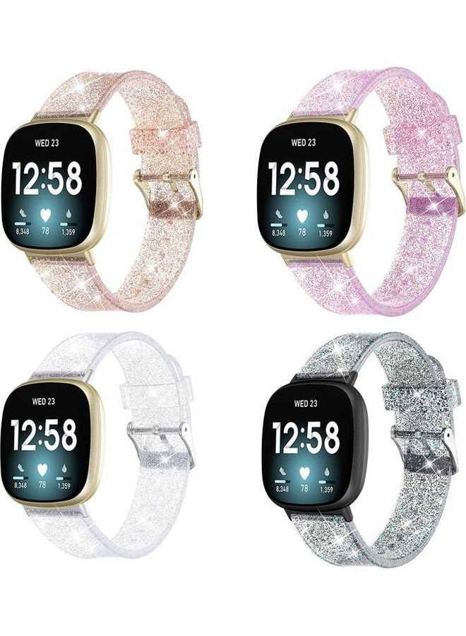 BGM Glitter Powder Silicone Replacement Strap Watchband For Fitbit Versa 3 White - Image 4